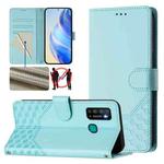 For Tecno Camon 15 / 15 Air Honeycomb Embossing RFID Leather Phone Case(Mint Green)