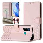 For Tecno Camon 15 / 15 Air Honeycomb Embossing RFID Leather Phone Case(Pink)
