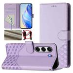 For Tecno Camon 40 4G Honeycomb Embossing RFID Leather Phone Case(Light Purple)