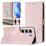 For Tecno Camon 40 Pro 4G Honeycomb Embossing RFID Leather Phone Case(Pink)