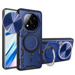For Redmi Note 14 Pro+ 5G CD Texture Sliding Camshield Magnetic Holder Phone Case(Blue)