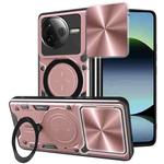 For Redmi K80 CD Texture Sliding Camshield Magnetic Holder Phone Case(Rose Gold)