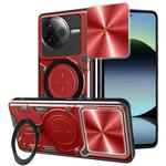 For Redmi K80 CD Texture Sliding Camshield Magnetic Holder Phone Case(Red)