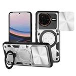 For Redmi K80 Pro CD Texture Sliding Camshield Magnetic Holder Phone Case(Silver)