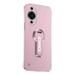 For Huawei nova 11 Pro Baking Varnish 360 Rotate Holder No Frame PC Phone Case(Pink)