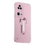 For Huawei P50 Pro Baking Varnish 360 Rotate Holder No Frame PC Phone Case(Pink)