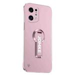 For OPPO Find X5 Baking Varnish 360 Rotate Holder No Frame PC Phone Case(Pink)