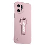 For OPPO Find X5 Pro Baking Varnish 360 Rotate Holder No Frame PC Phone Case(Pink)