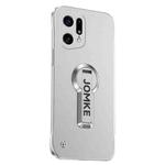 For OPPO Find X5 Pro Baking Varnish 360 Rotate Holder No Frame PC Phone Case(Silver)