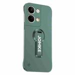 For OPPO Reno9 Pro Baking Varnish 360 Rotate Holder No Frame PC Phone Case(Green)