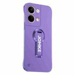 For OPPO Reno9 Pro Baking Varnish 360 Rotate Holder No Frame PC Phone Case(Purple)