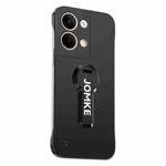 For OPPO Reno9 Pro Baking Varnish 360 Rotate Holder No Frame PC Phone Case(Black)