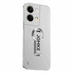 For OPPO Reno9 Pro Baking Varnish 360 Rotate Holder No Frame PC Phone Case(Silver)