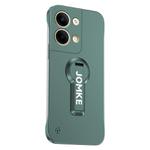 For OPPO Reno9 Pro+ Baking Varnish 360 Rotate Holder No Frame PC Phone Case(Green)