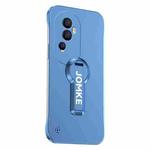 For OPPO Reno10 Pro Baking Varnish 360 Rotate Holder No Frame PC Phone Case(Blue)