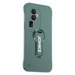 For OPPO Reno10 Pro+ Baking Varnish 360 Rotate Holder No Frame PC Phone Case(Green)