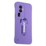 For OPPO Reno10 Pro+ Baking Varnish 360 Rotate Holder No Frame PC Phone Case(Purple)