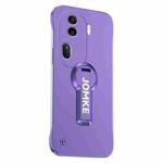 For OPPO Reno11 Pro Baking Varnish 360 Rotate Holder No Frame PC Phone Case(Purple)