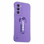 For OPPO Reno12 Baking Varnish 360 Rotate Holder No Frame PC Phone Case(Purple)