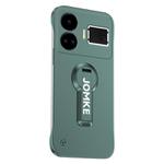 For Realme GT5 Baking Varnish 360 Rotate Holder No Frame PC Phone Case(Green)