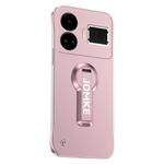 For Realme GT5 Baking Varnish 360 Rotate Holder No Frame PC Phone Case(Pink)