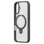 For iPhone 16 ZGA Magsafe Holder PC Hybrid TPU Phone Case(Black)