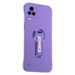 For vivo iQOO 7 Baking Varnish 360 Rotate Holder No Frame PC Phone Case(Purple)