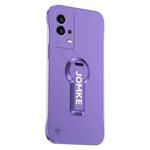 For vivo iQOO 8 Baking Varnish 360 Rotate Holder No Frame PC Phone Case(Purple)