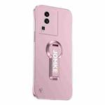 For vivo iQOO Neo7 Baking Varnish 360 Rotate Holder No Frame PC Phone Case(Pink)