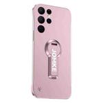 For Samsung Galaxy S23 Ultra 5G Baking Varnish 360 Rotate Holder No Frame PC Phone Case(Pink)
