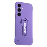 For Samsung Galaxy S24 5G Baking Varnish 360 Rotate Holder No Frame PC Phone Case(Purple)