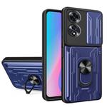 For OPPO A60 4G Sliding Camshield TPU+PC Phone Case with Card Slot(Blue)