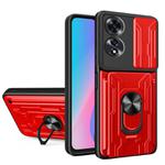 For OPPO A60 4G Sliding Camshield TPU+PC Phone Case with Card Slot(Red)