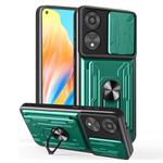 For OPPO A78 4G Global Sliding Camshield TPU+PC Phone Case with Card Slot(Dark Green)