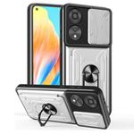 For OPPO A78 4G Global Sliding Camshield TPU+PC Phone Case with Card Slot(White)