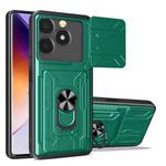 For Realme C61 / C63 Sliding Camshield TPU+PC Phone Case with Card Slot(Dark Green)