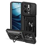 For Realme 14 5G Sliding Camshield TPU+PC Phone Case with Card Slot(Black)