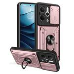 For Realme 14 5G Sliding Camshield TPU+PC Phone Case with Card Slot(Rose Gold)