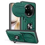 For Realme 14 Pro 5G Sliding Camshield TPU+PC Phone Case with Card Slot(Dark Green)