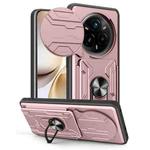 For Realme 14 Pro+ 5G Sliding Camshield TPU+PC Phone Case with Card Slot(Rose Gold)