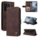 For Xiaomi 14T Skin Feel Life Tree Metal Button Leather Phone Case(Brown)