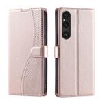 For Sony Xperia 1 V Voltage Ultra-thin Dot Leather Phone Case(Rose Gold)