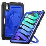 For iPad mini 2024 / mini 6 Honeycomb Hybrid Tablet Case with Handle Holder & Strap(Dark Blue)