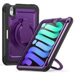 For iPad mini 2024 / mini 6 Honeycomb Hybrid Tablet Case with Handle Holder & Strap(Purple)