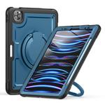 For iPad Pro 11 2022 / Air 10.9 2022 Honeycomb Hybrid Tablet Case with Handle Holder & Strap(Navy Blue)