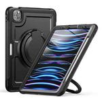 For iPad Pro 11 2022 / Air 10.9 2022 Honeycomb Hybrid Tablet Case with Handle Holder & Strap(Black)