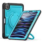 For iPad Pro 11 2022 / Air 10.9 2022 Honeycomb Hybrid Tablet Case with Handle Holder & Strap(Light Blue)