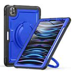 For iPad Pro 11 2022 / Air 10.9 2022 Honeycomb Hybrid Tablet Case with Handle Holder & Strap(Dark Blue)