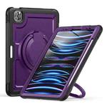 For iPad Pro 11 2022 / Air 10.9 2022 Honeycomb Hybrid Tablet Case with Handle Holder & Strap(Purple)