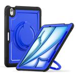 For iPad Air 11 2025 / 2024 Honeycomb Hybrid Tablet Case with Handle Holder & Strap(Dark Blue)